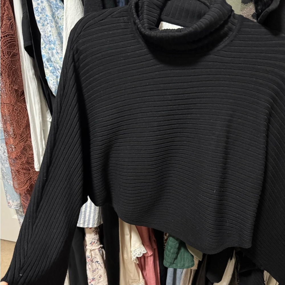Black Ribbed Women's Sweater